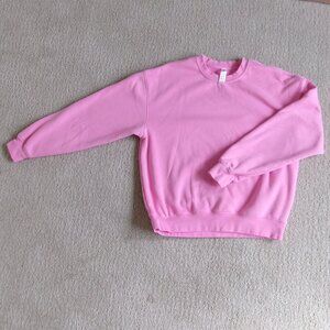 hot pink fleece crewneck sweatshirt